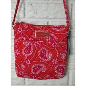 NWT TOMMY HILFIGER Crossbody purse Paisley Quilted  Red Pink White Cloth